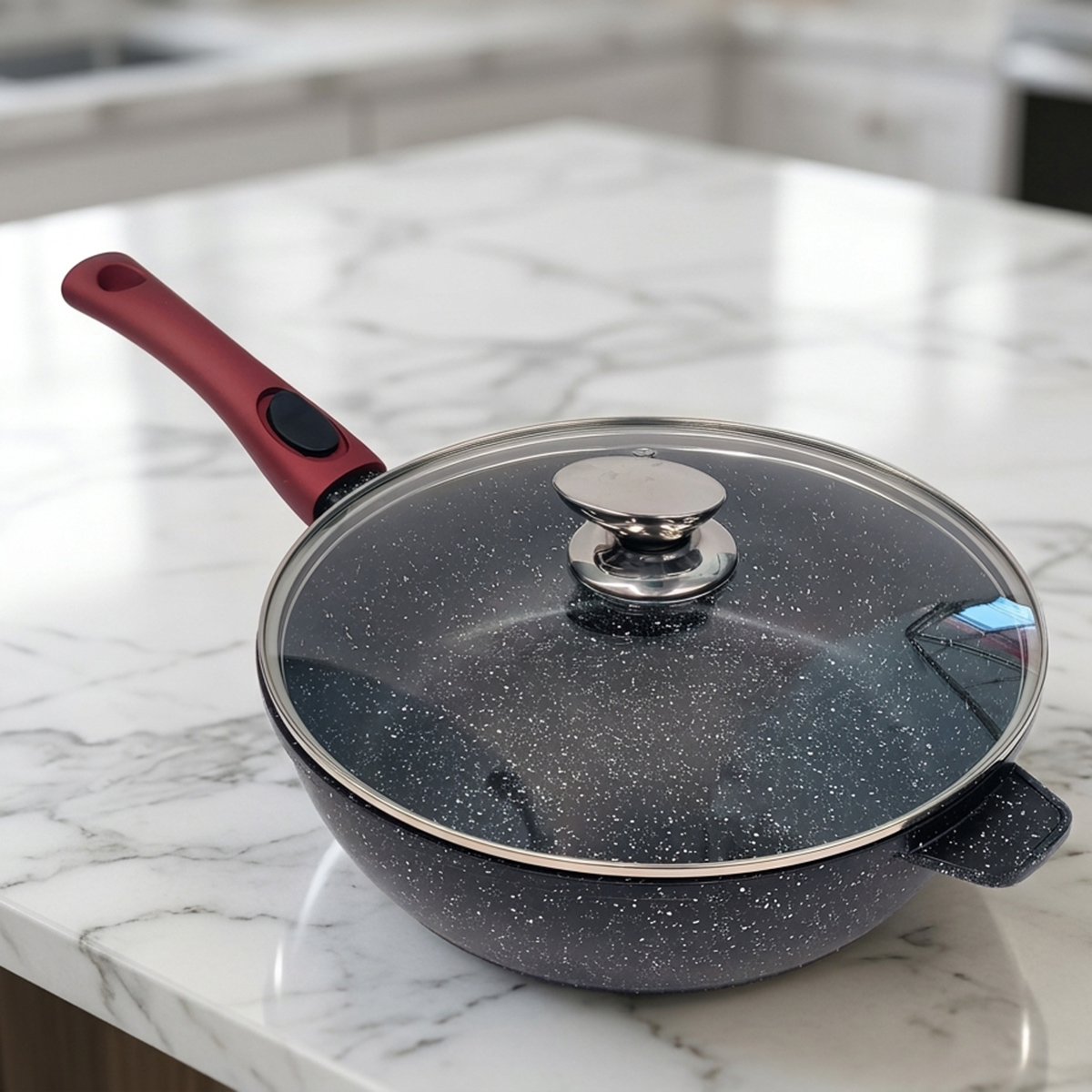 Non Stick Chef's Wok Pan With Lid 28cm