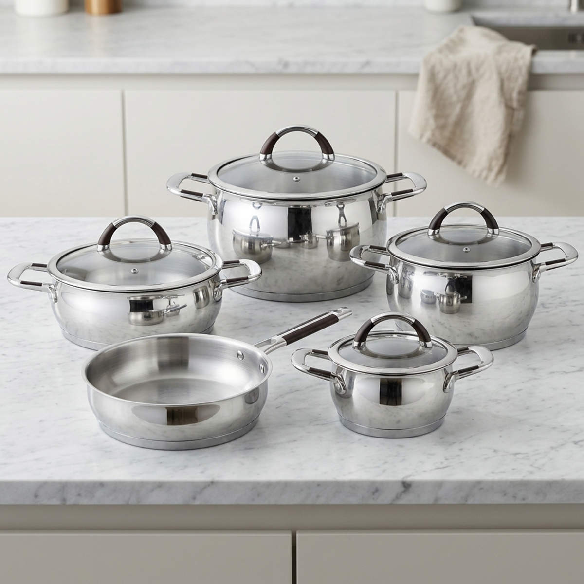 Royal Stainless Steel Cookware With Lid 9 Pieces Set