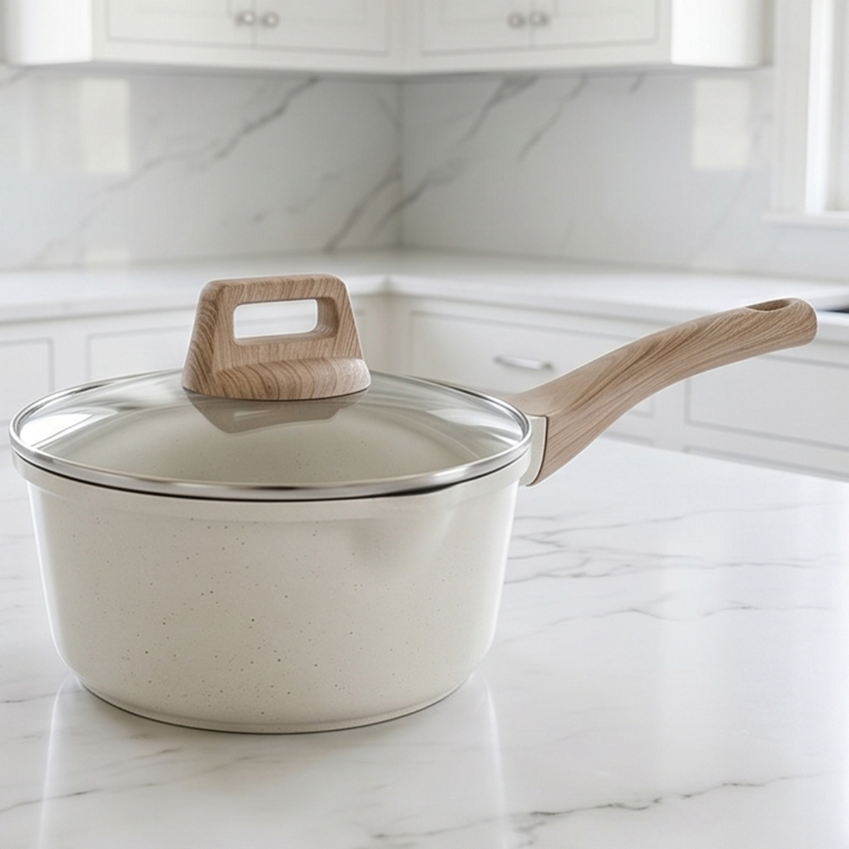 Granite Sauce Pan with Wooden Handle 16cm