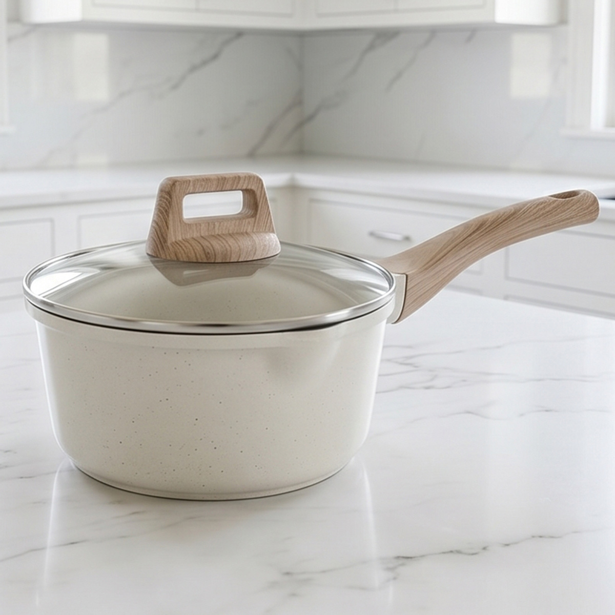 Granite Sauce Pan with Wooden Handle 18cm