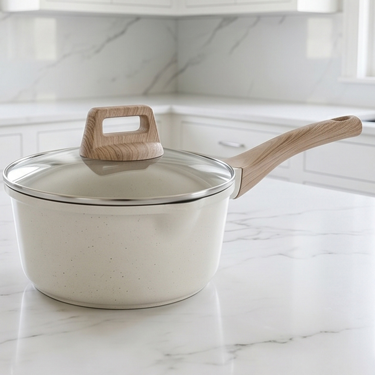 Granite Sauce Pan with Wooden Handle 20cm