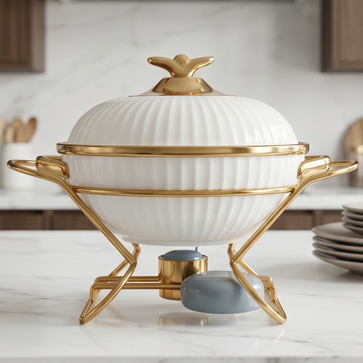Ceramic Food Warmer With Stand