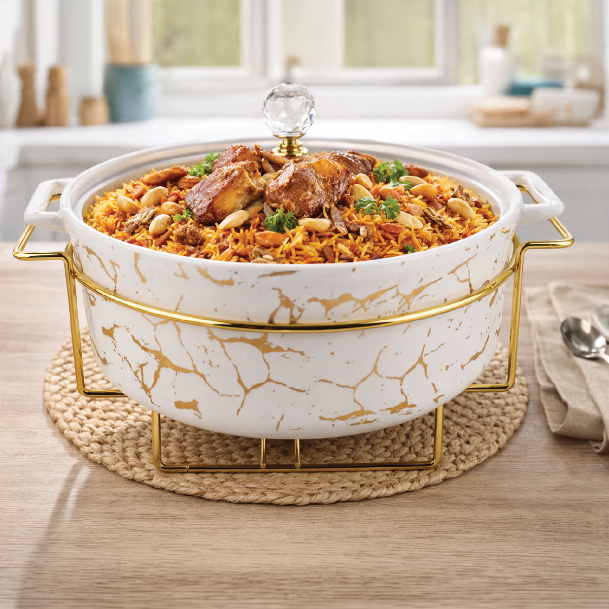 Round Food Warmer With Stand 11 Inches