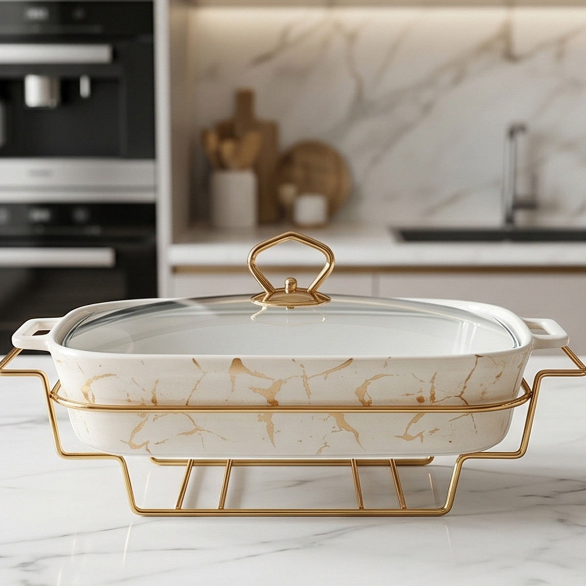 Rectangular Food Warmer With Stand 12 Inch