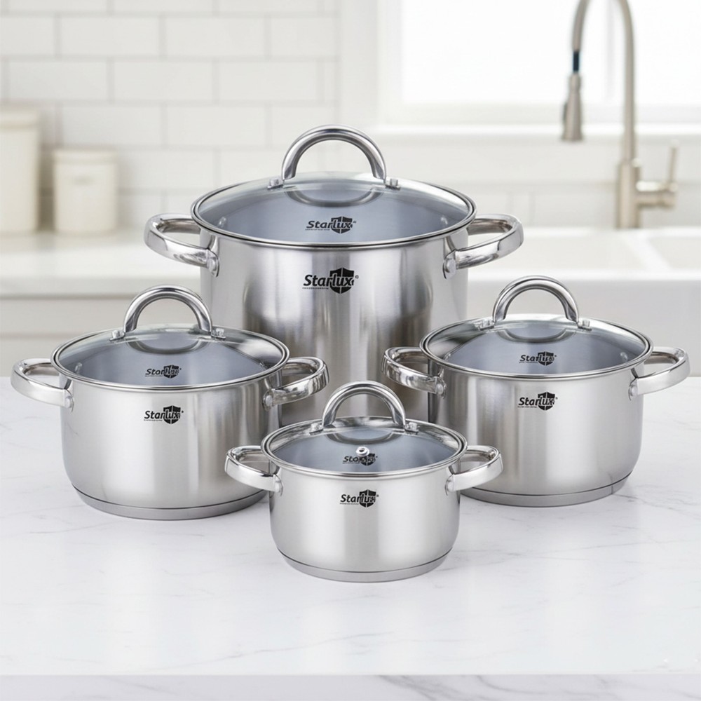 Stainless Steel Cookware With Lid 4 Pieces Set