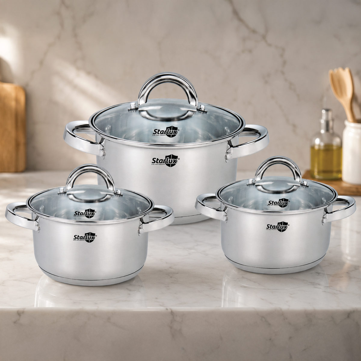 Starlux Stainless Steel Cookware Set 3 Piece