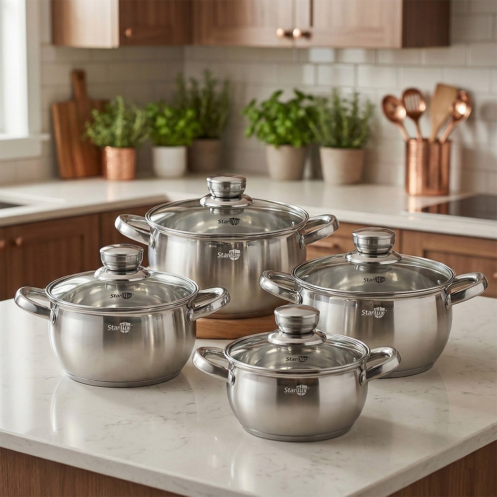Stan Lux Cookware Set Stainless Steel 4 Pieces