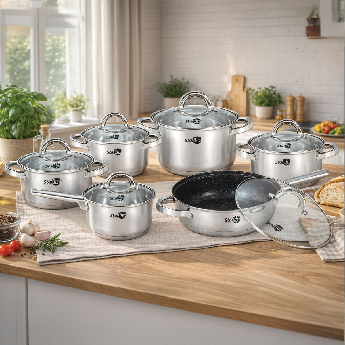 Stainless Steel Cookware Set 12 Pieces