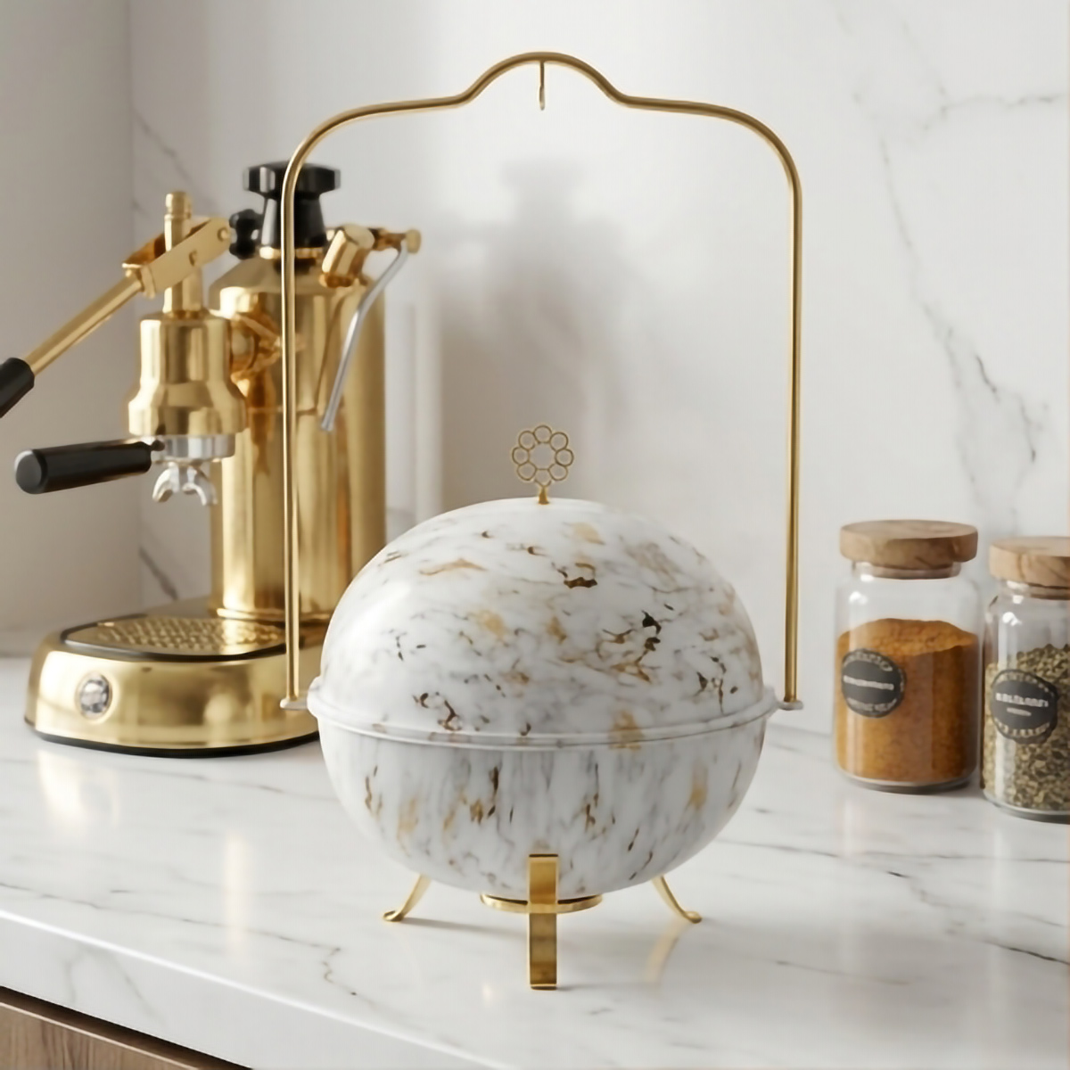 Marble and Golden Chafing Dish 8L