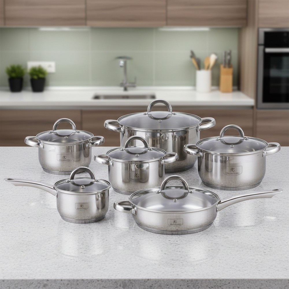 Engelberge Cookware Set Stainless Steel 12 Pieces
