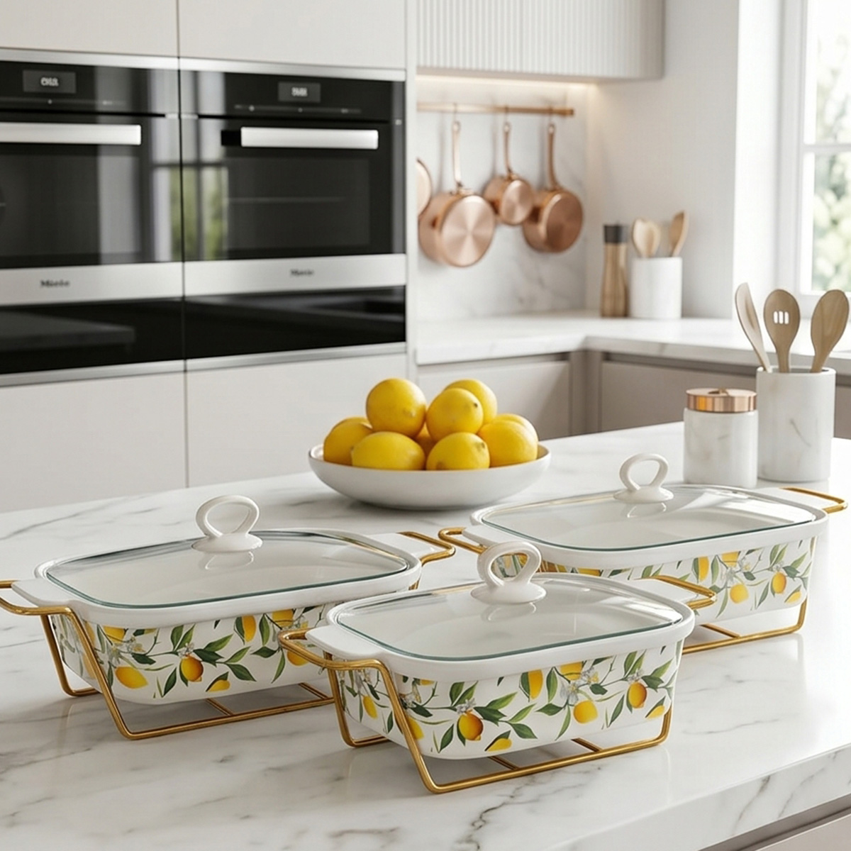 Ceramic Food Warmer Set 4 Pieces