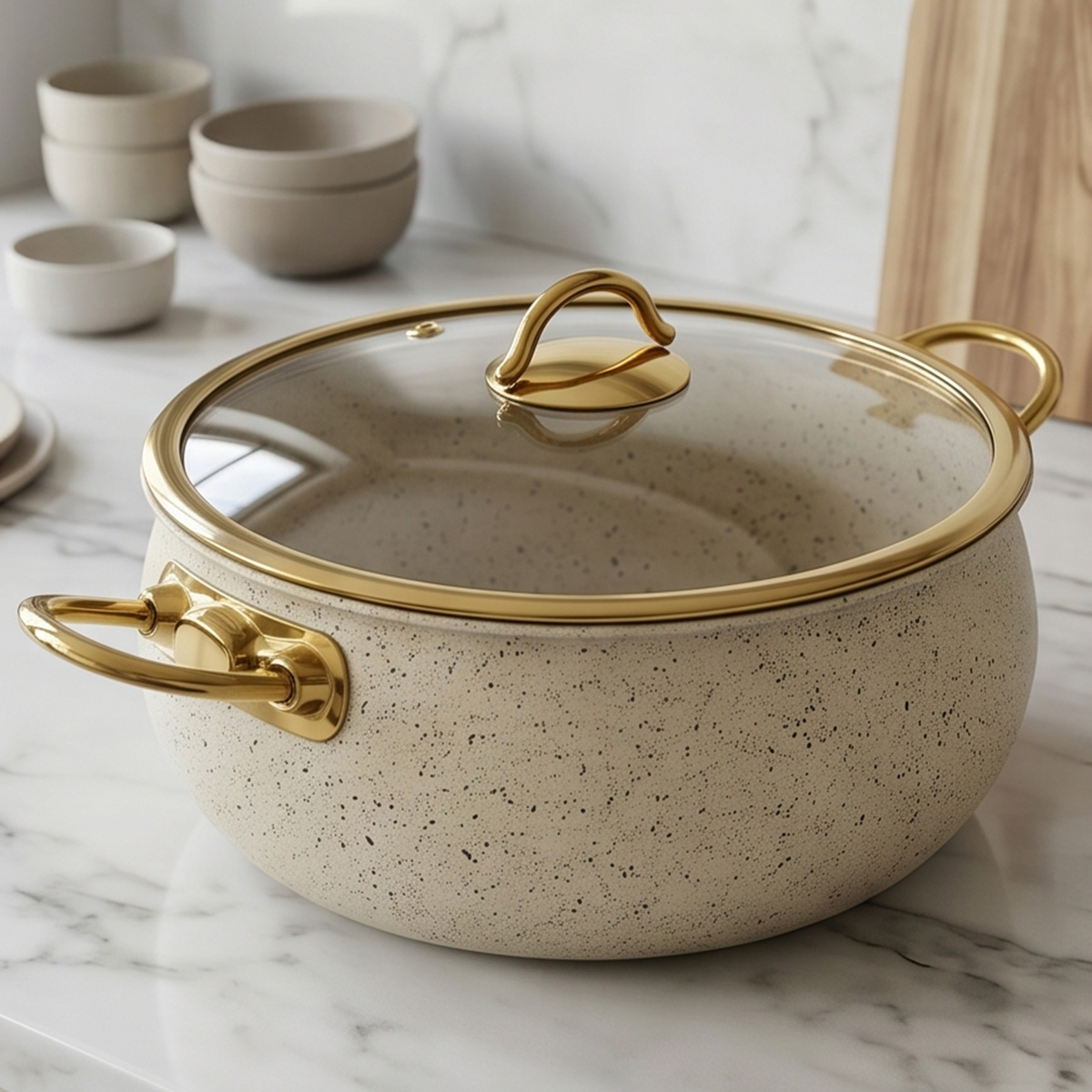 Granite Casserole Pot With Glass Lid 20cm