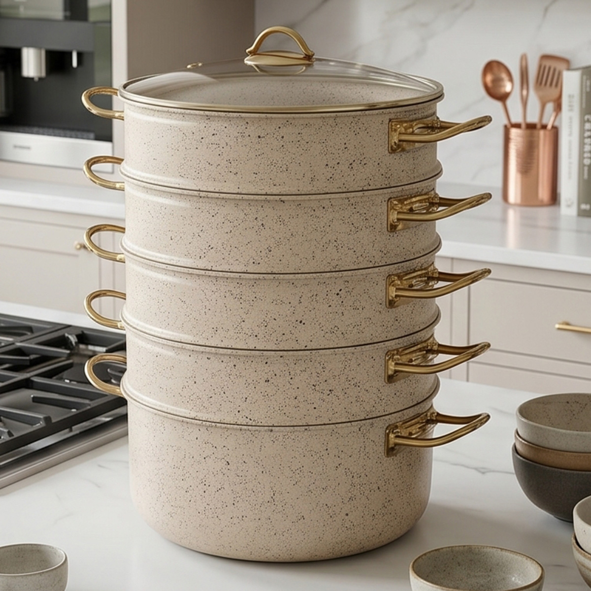 Multi-Tier Granite Steamer Set 28cm