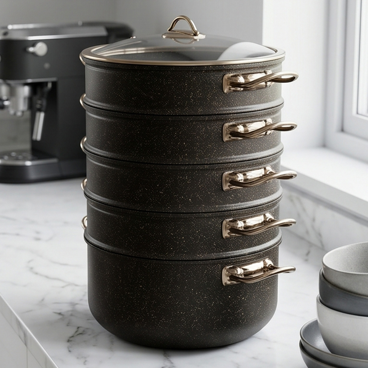 Multi-Tier Granite Steamer Set 30cm