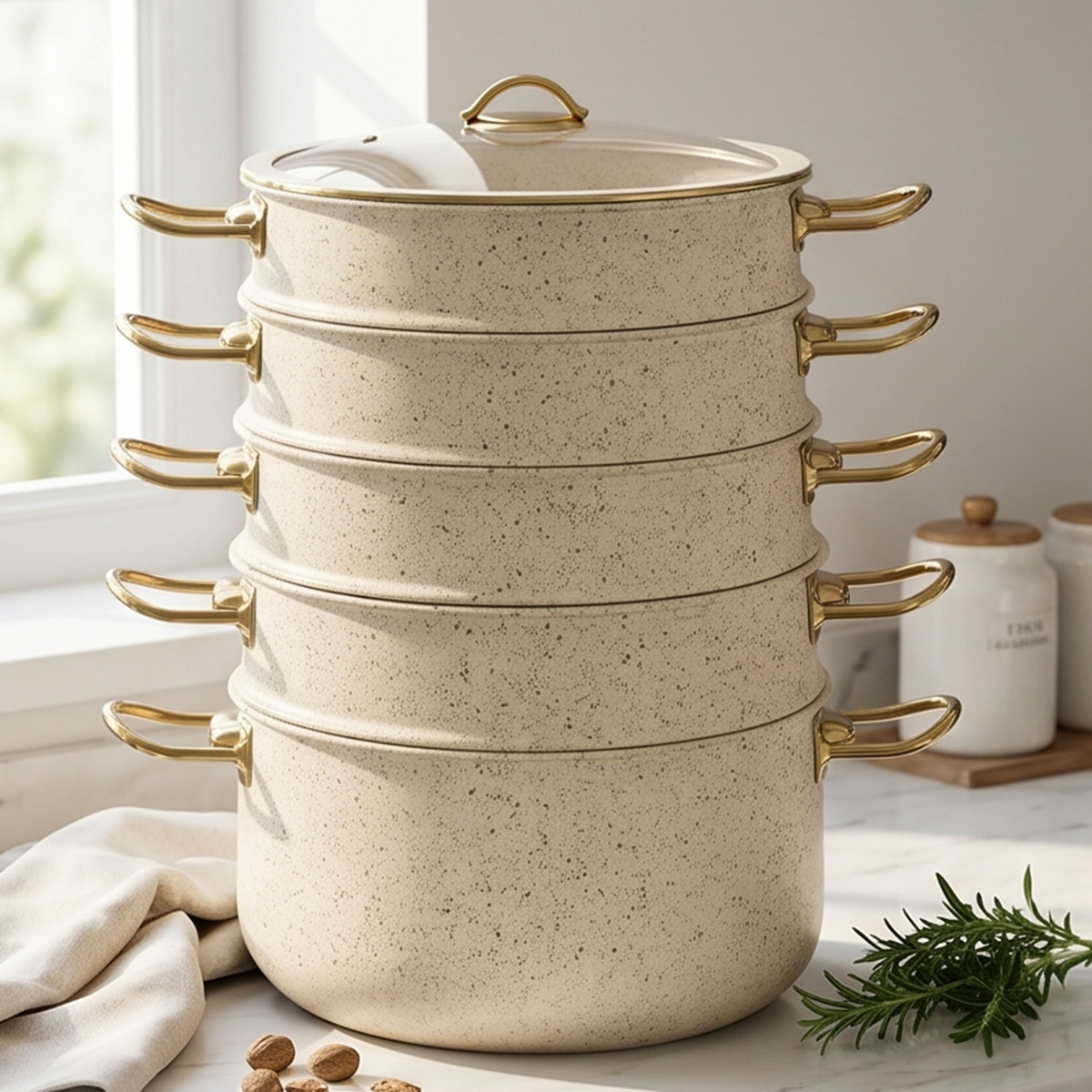 Multi-Tier Granite Steamer Set 30cm