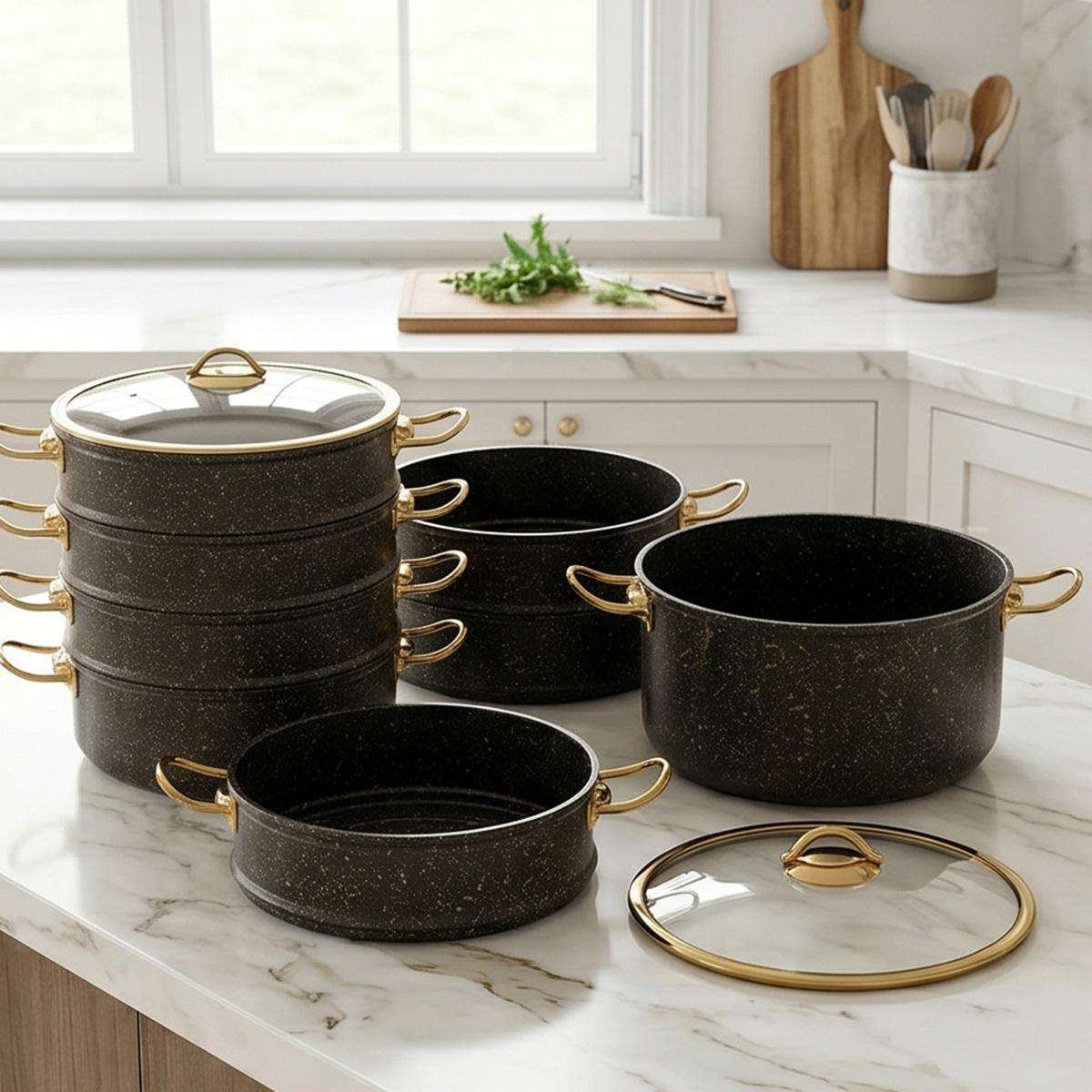 Multi-Tier Granite Steamer Set 32cm