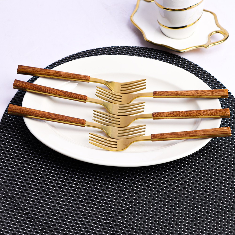 Wooden Handle Fruit Fork 6 Piece Set 1.5X19.4cm
