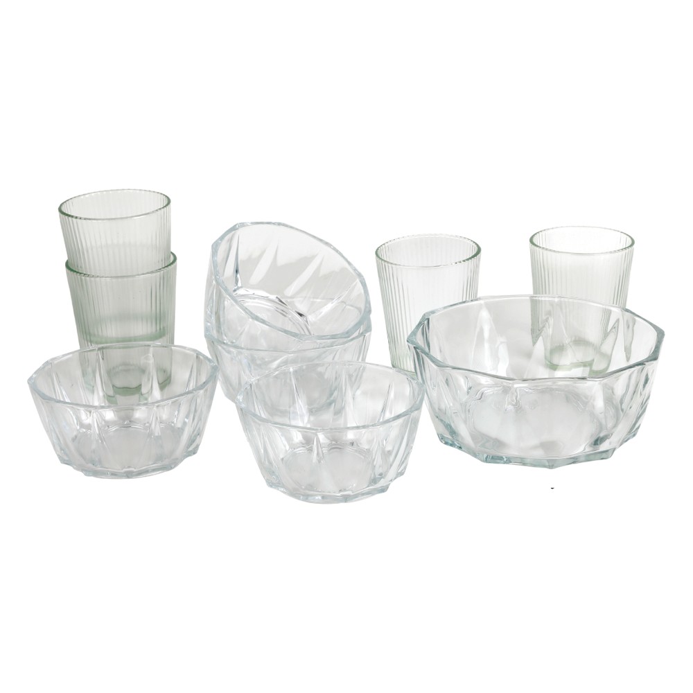 Glass Bowl & Cup 9 Pieces