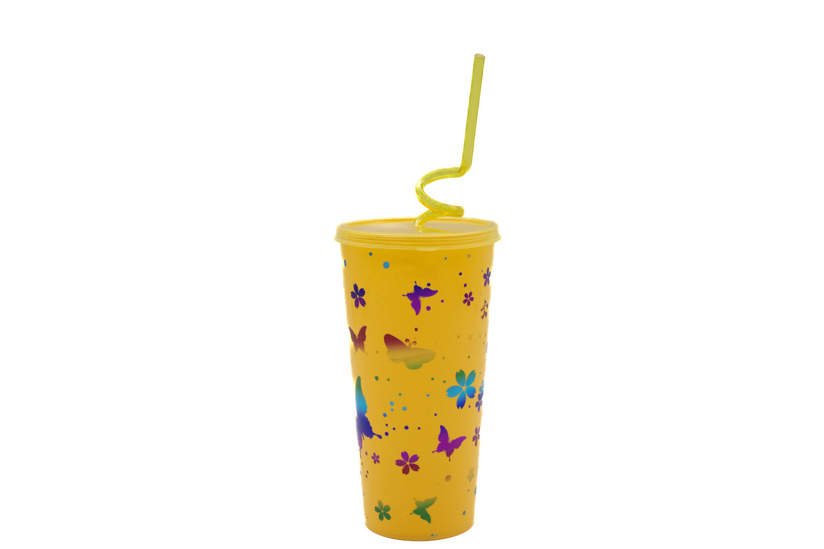 Juice Bottle With Straw Butterfly Design