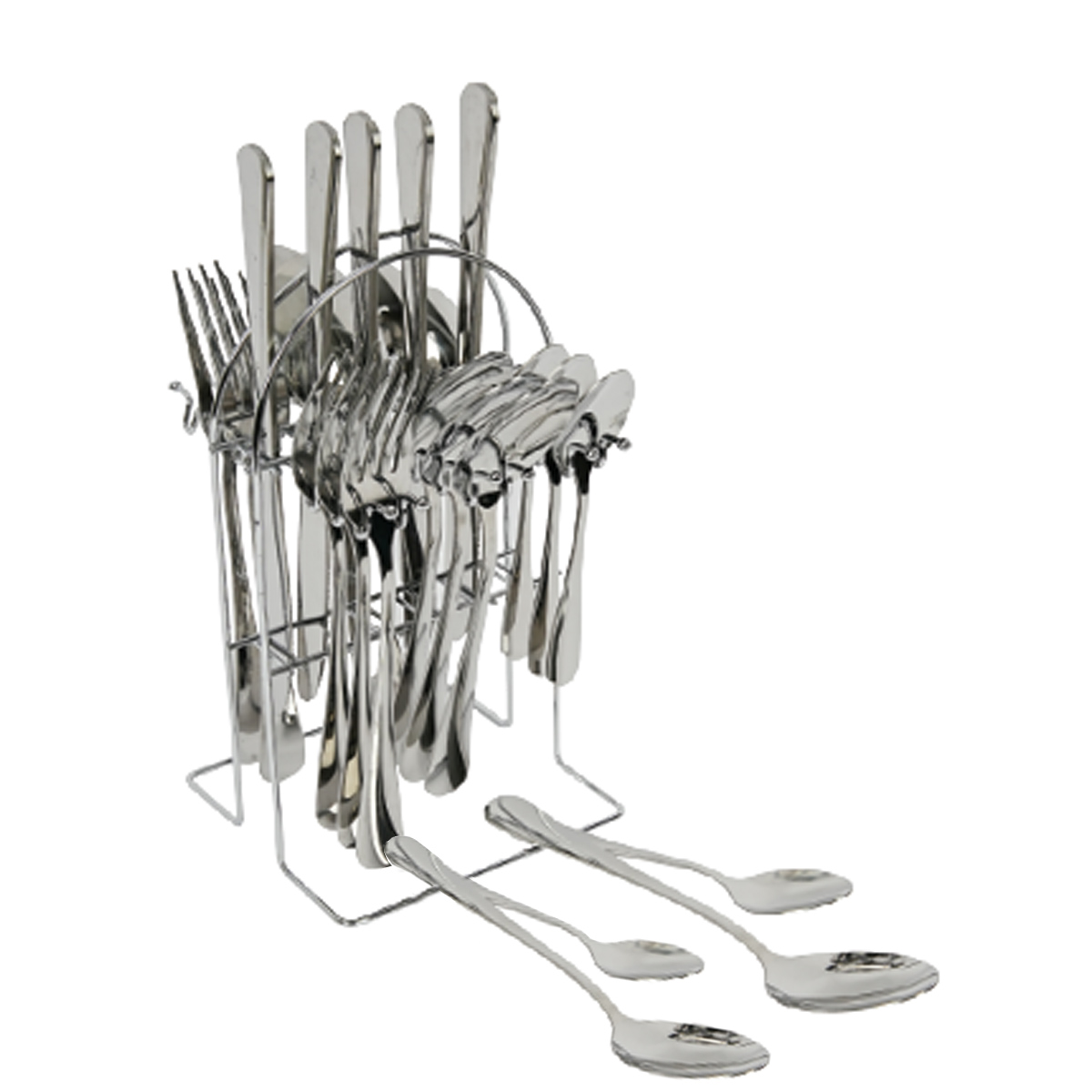 Cutlery Set With Stand 24 Pieces Assorted