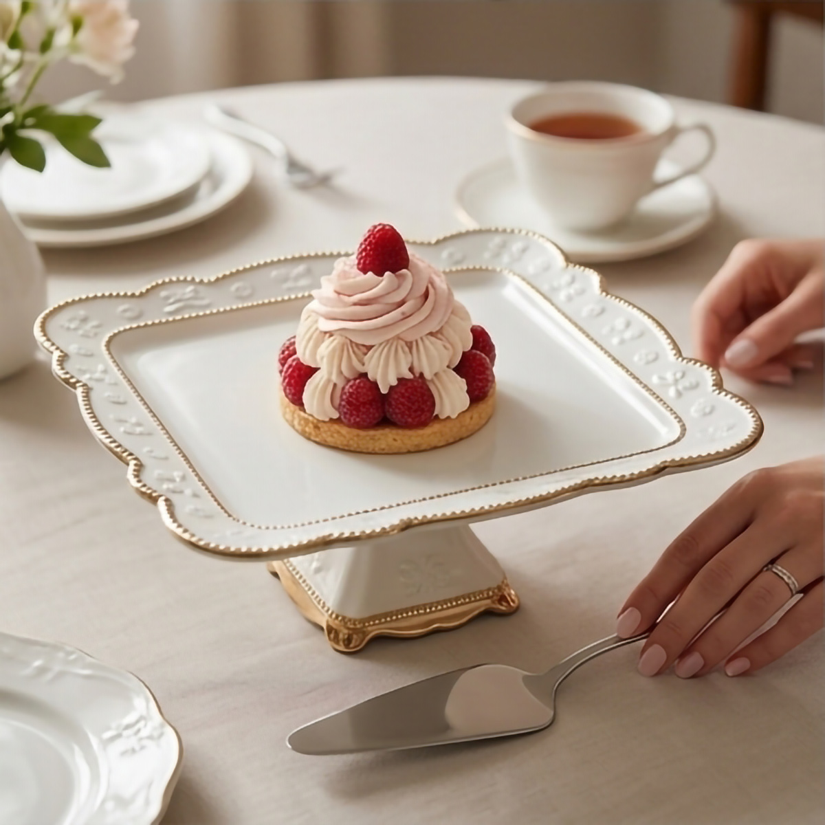 Square Porcelain Fruit Plate 10.5 Inch