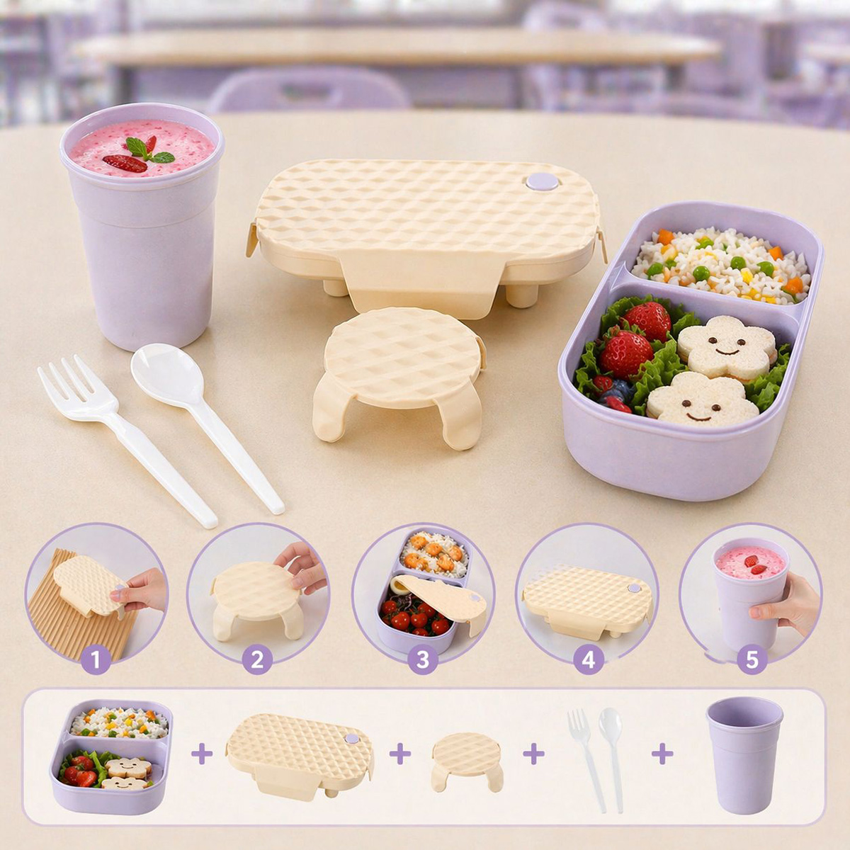 Lunch Box With Water Bottle 2 Pieces