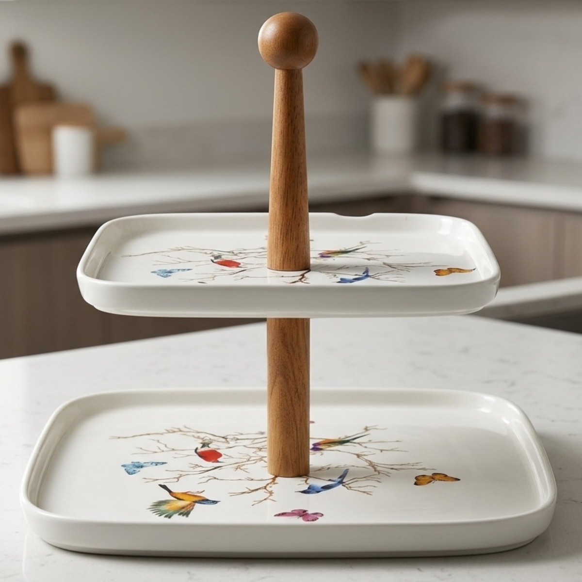 Two-Tier Ceramic Candy Stand