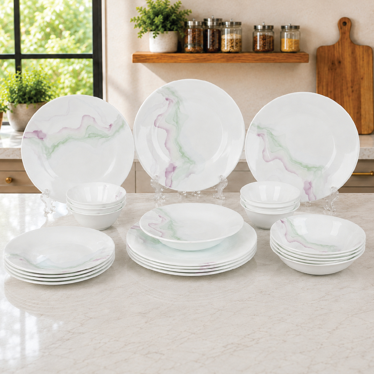 Water Color Style Dinner Set 18 Pieces