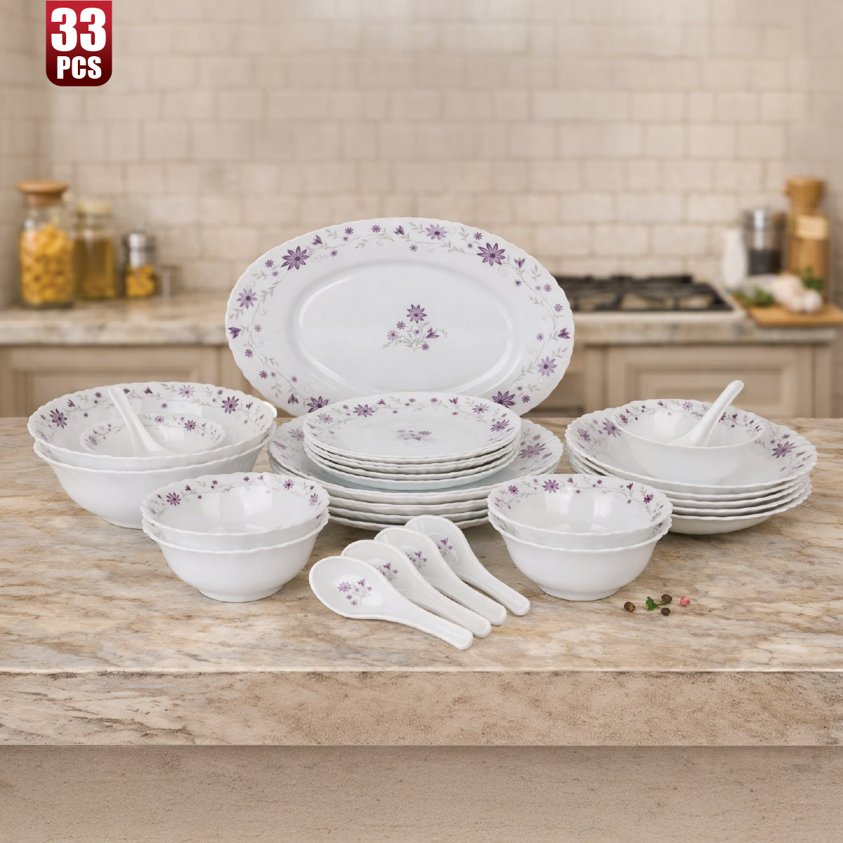 Opal 33 Pieces Dinner Set