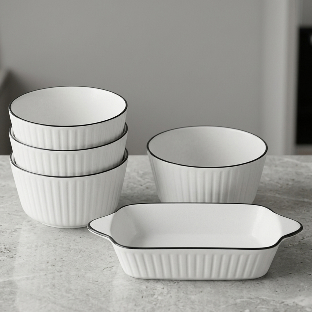 Ceramic Bowl Set of 5 Pieces