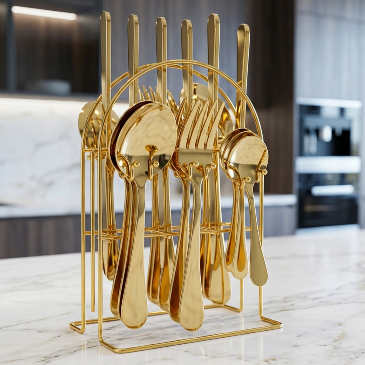 Stainless Steel Cutlery Set Golden 24 Pieces