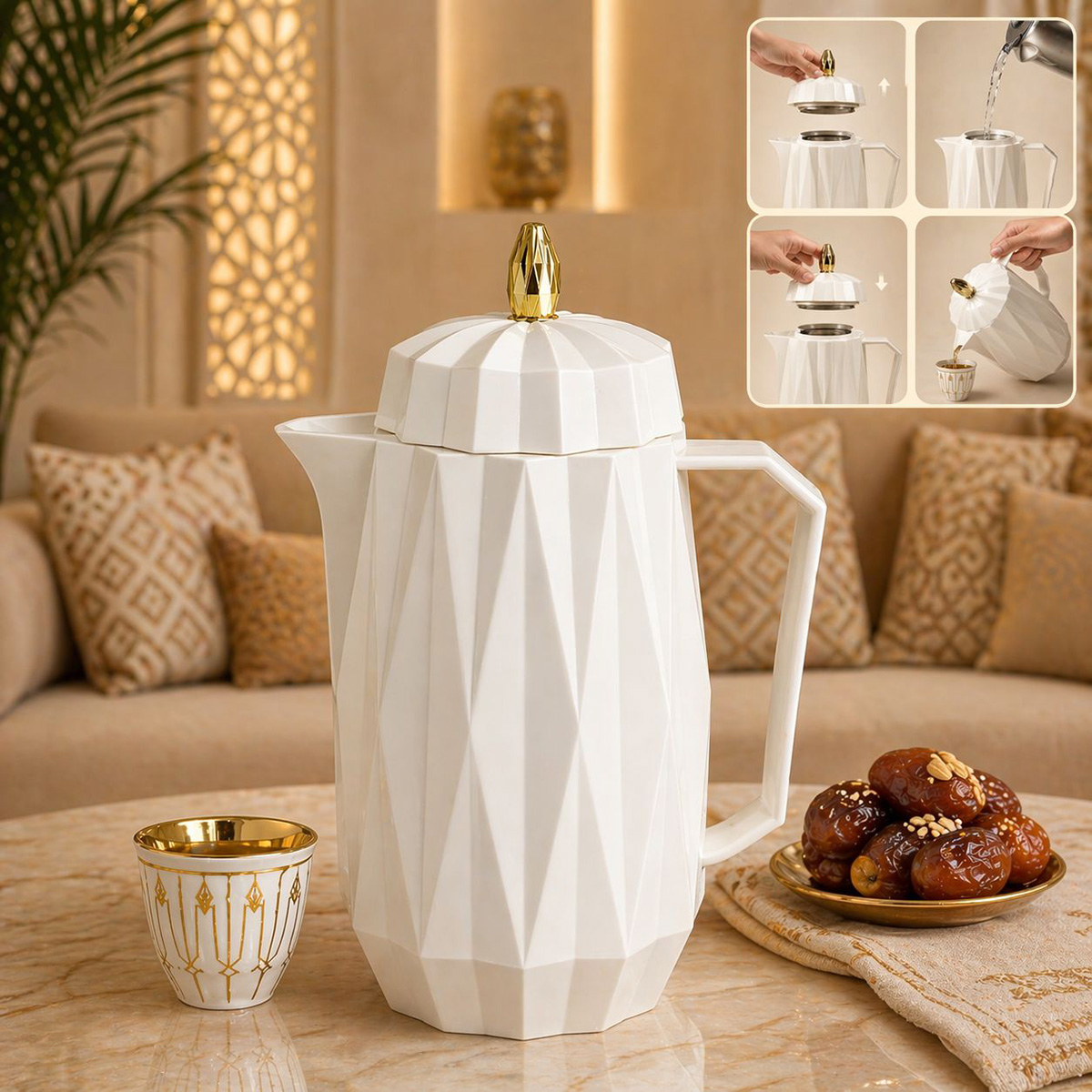 Flask Plastic Body 1L White
