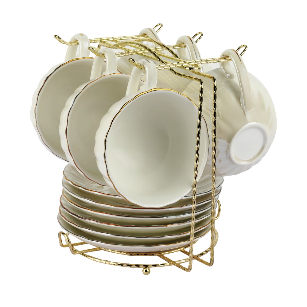 Cup with Saucer Set 13 Pieces (Yellow Color)