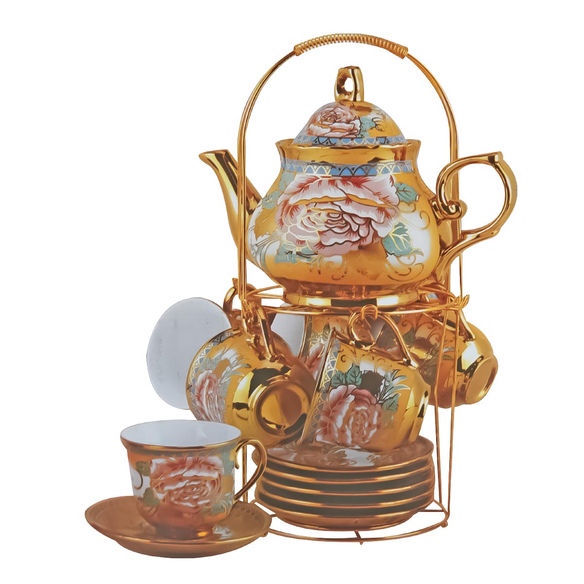 Tea Cup & Pot Set with Stand 15 pieces