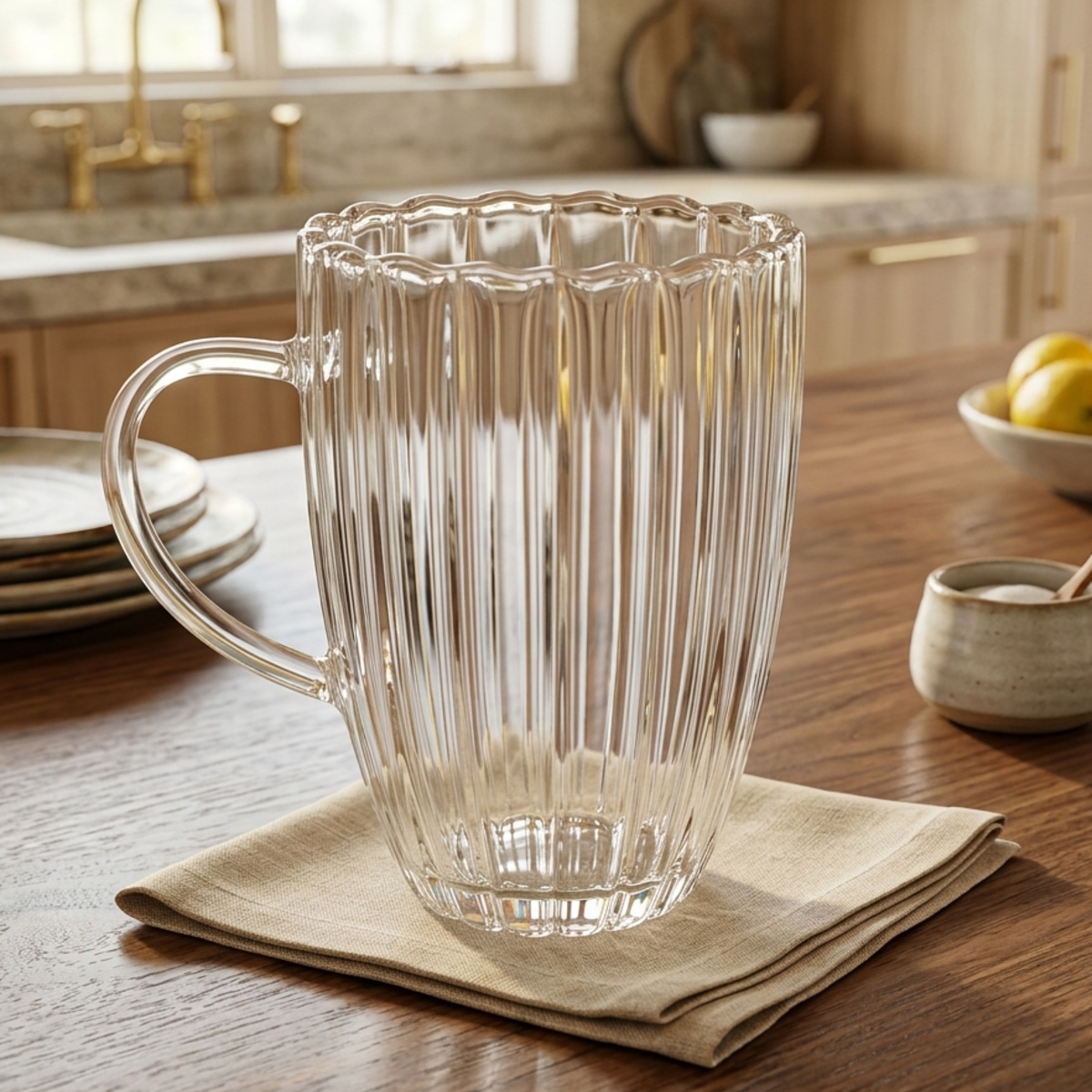 Ribbed Glass Mug 450ml