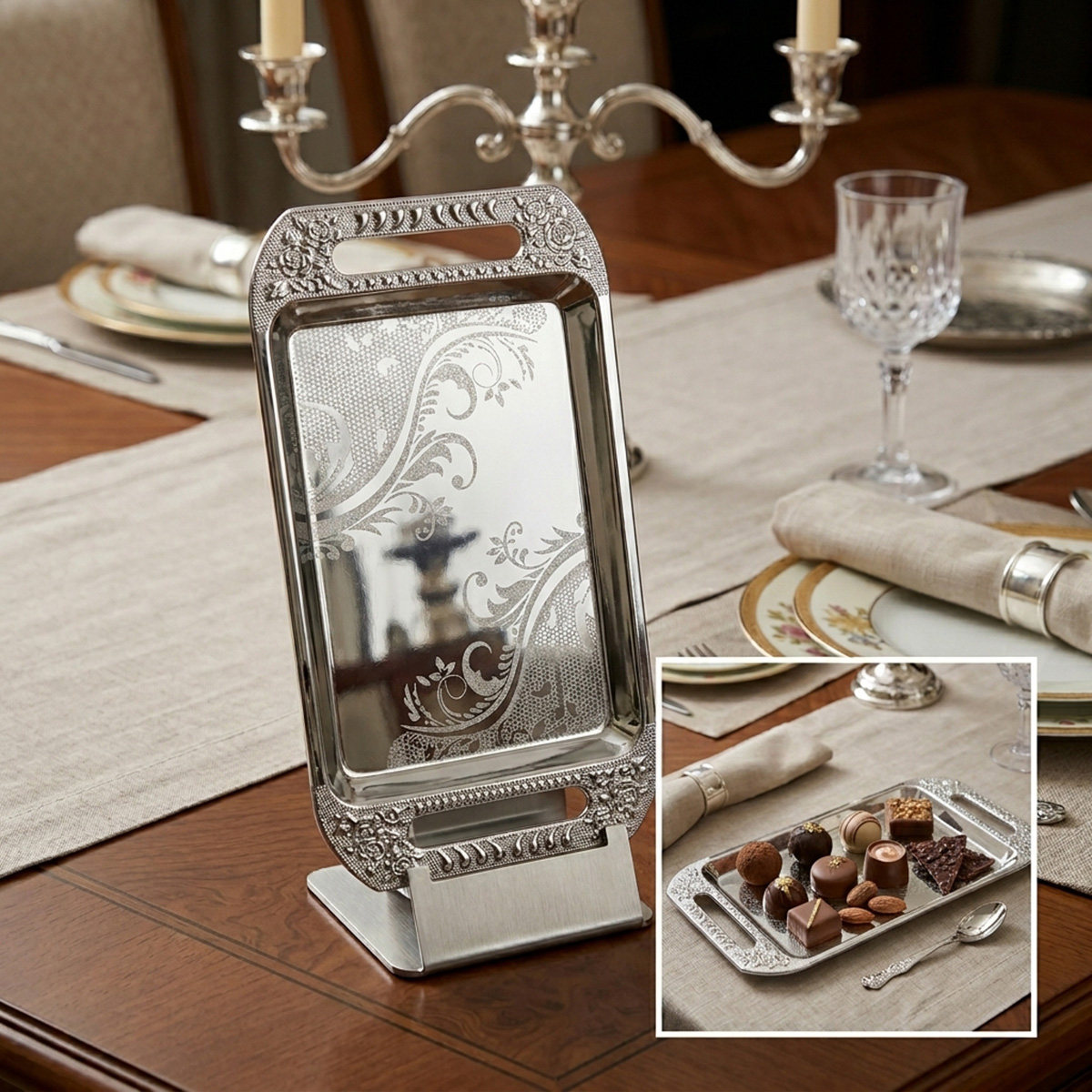 Tray Silver Metal Small