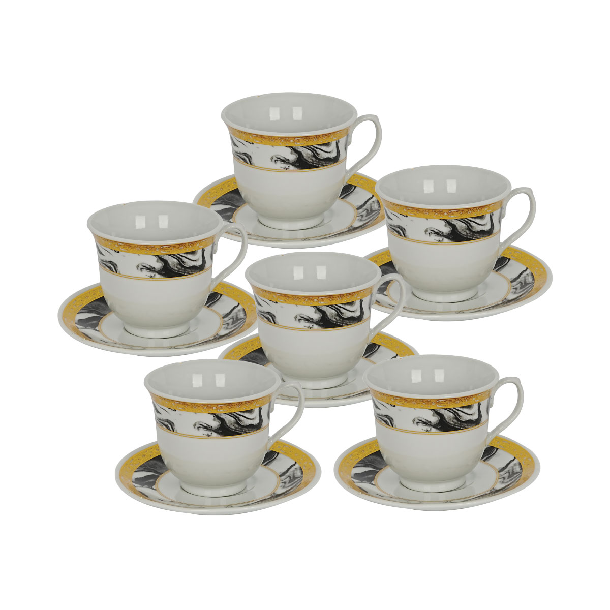 Ceramic Tea Cup Saucer 12 Pieces