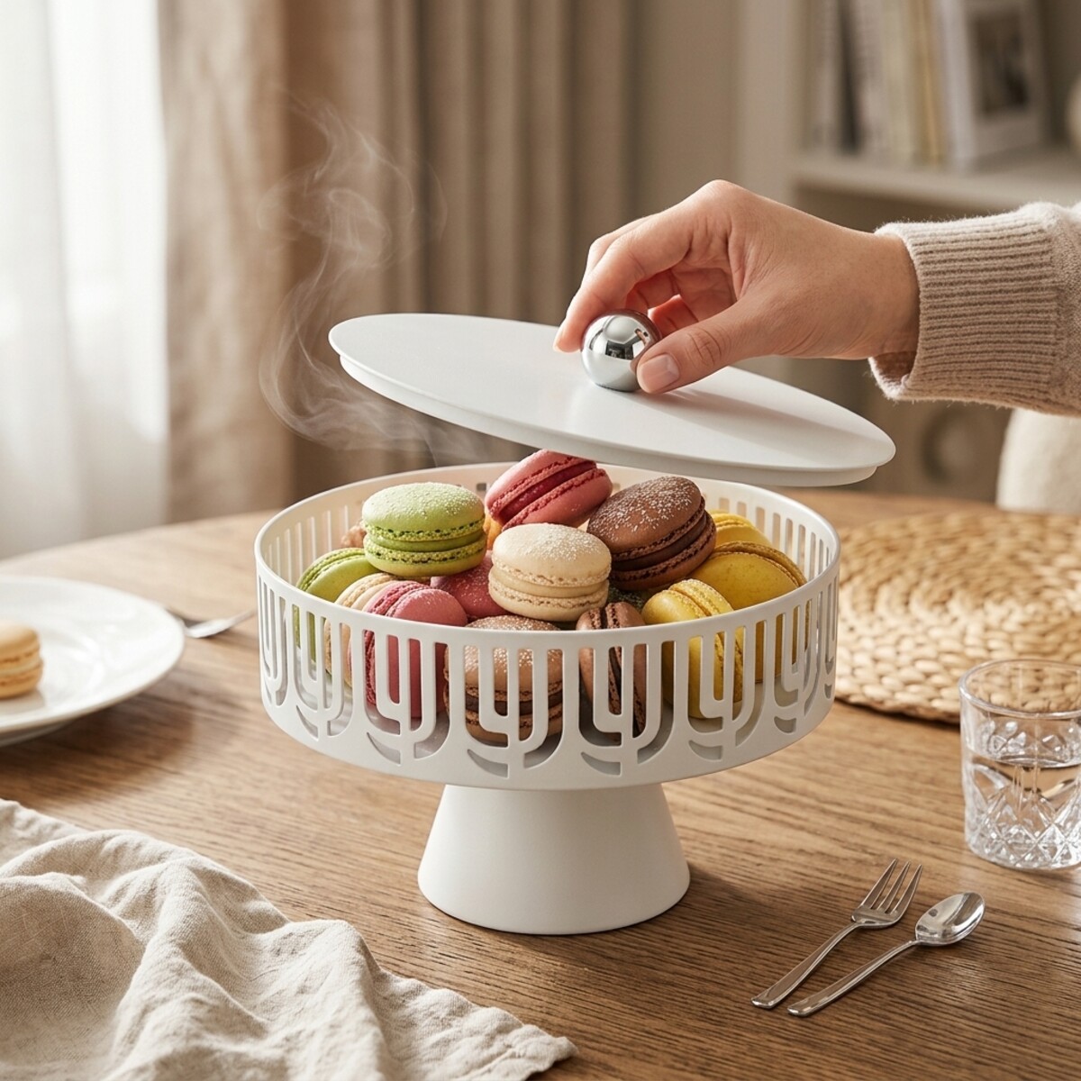Metal Round Candy Bowl with Cover