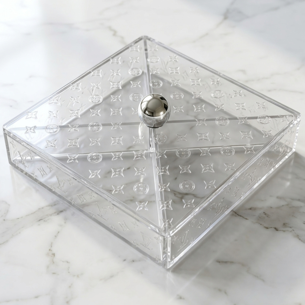 4 Section Clear Monogram Acrylic Candy Bowl