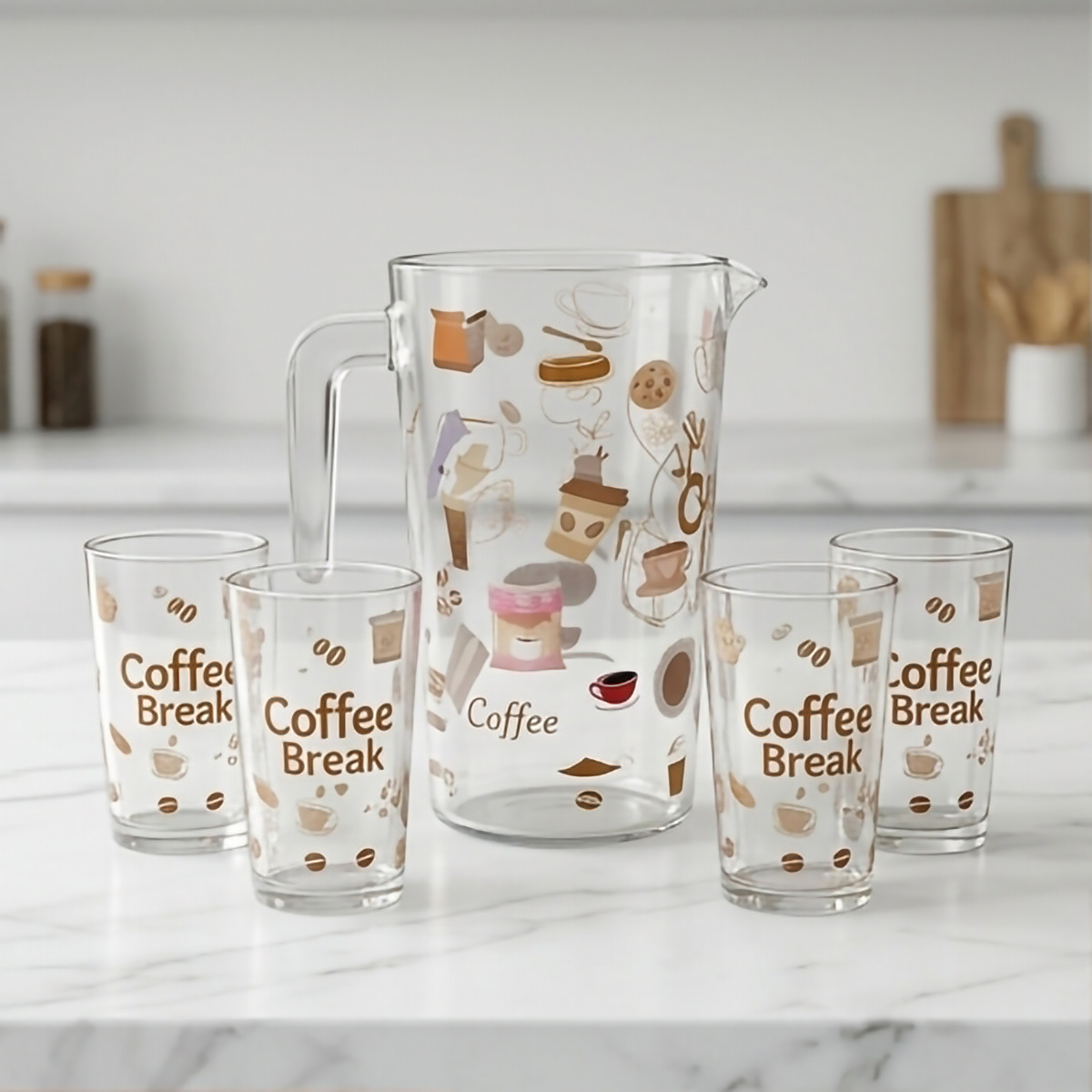 Water Jug With 4 Pieces Cup Set