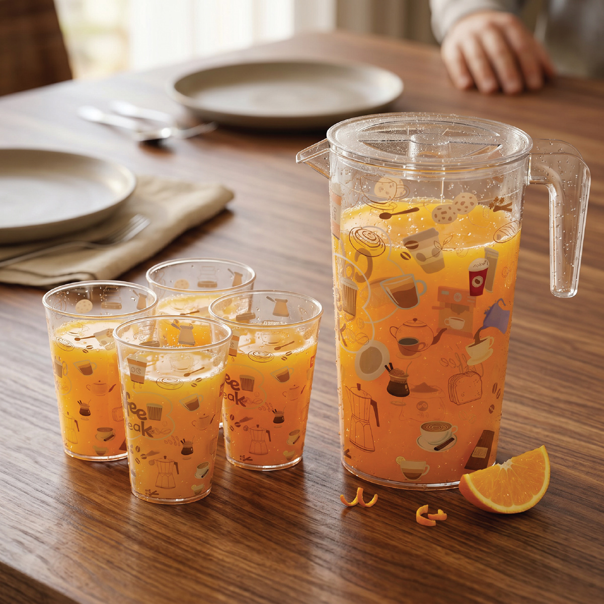 Water Jug With 4 Pieces Cup Set