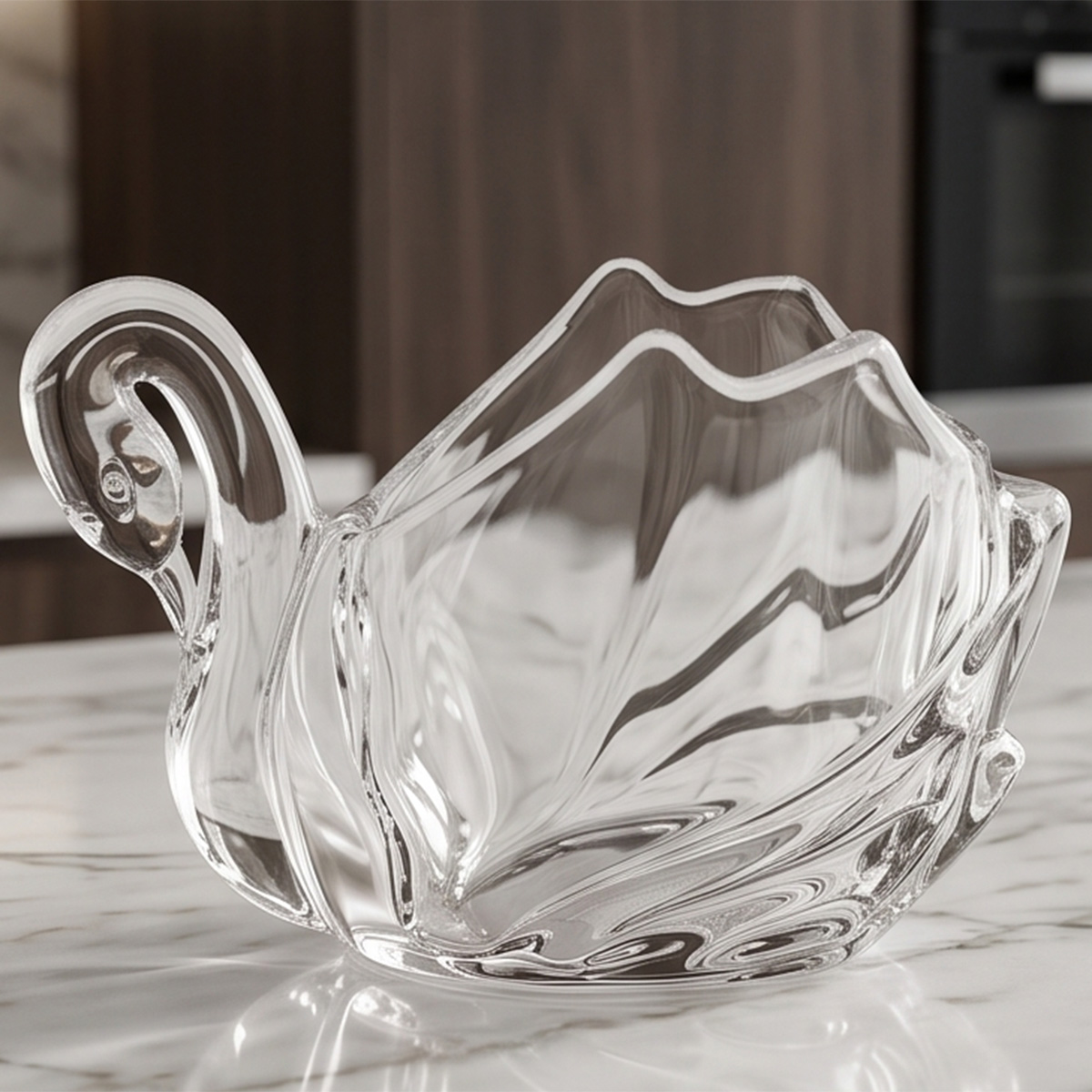 Glass Swan Candy Dish