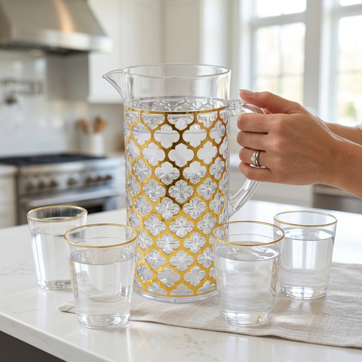 Water Jug With 4 Pieces Cup Set