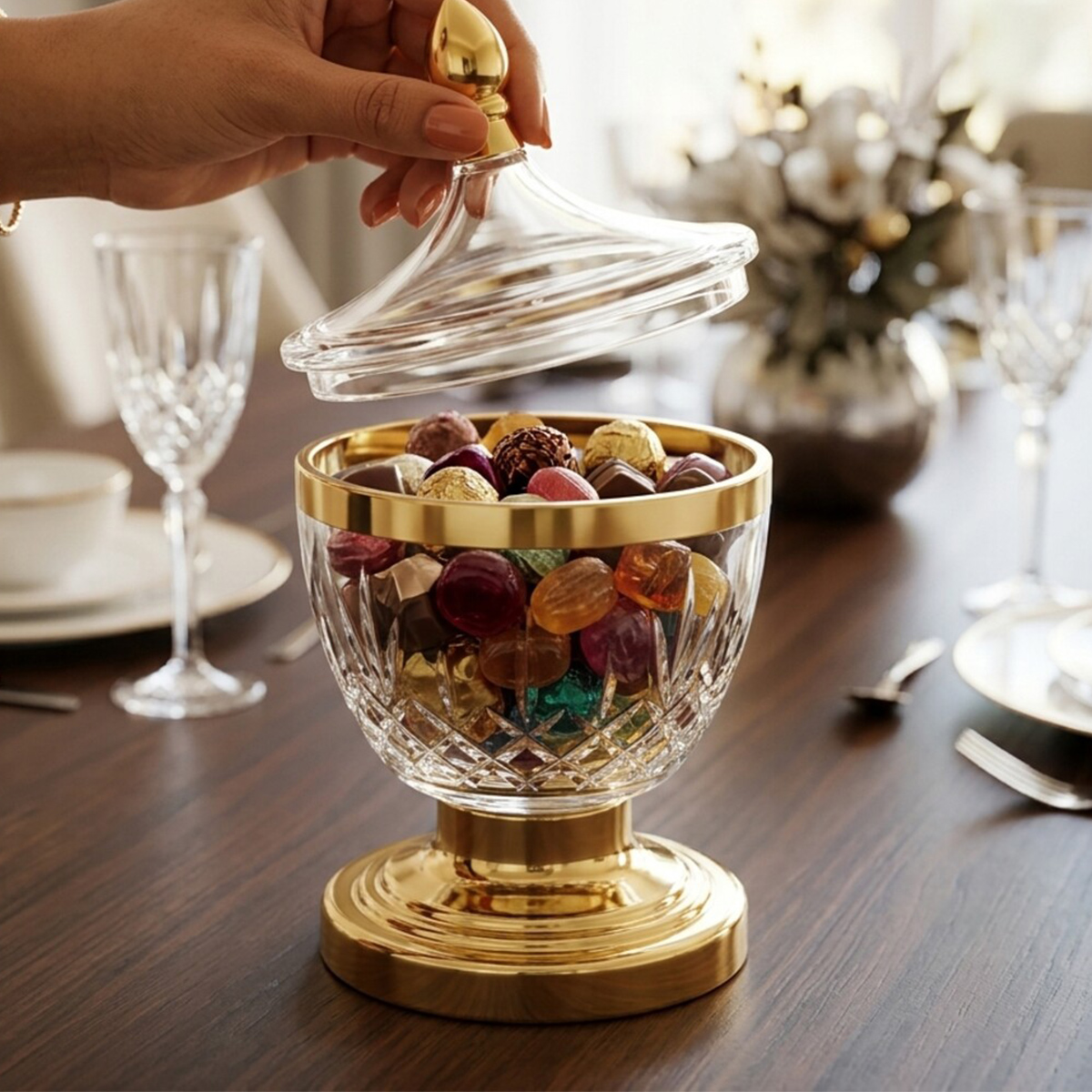 Acrylic Candy Bowl with Lid