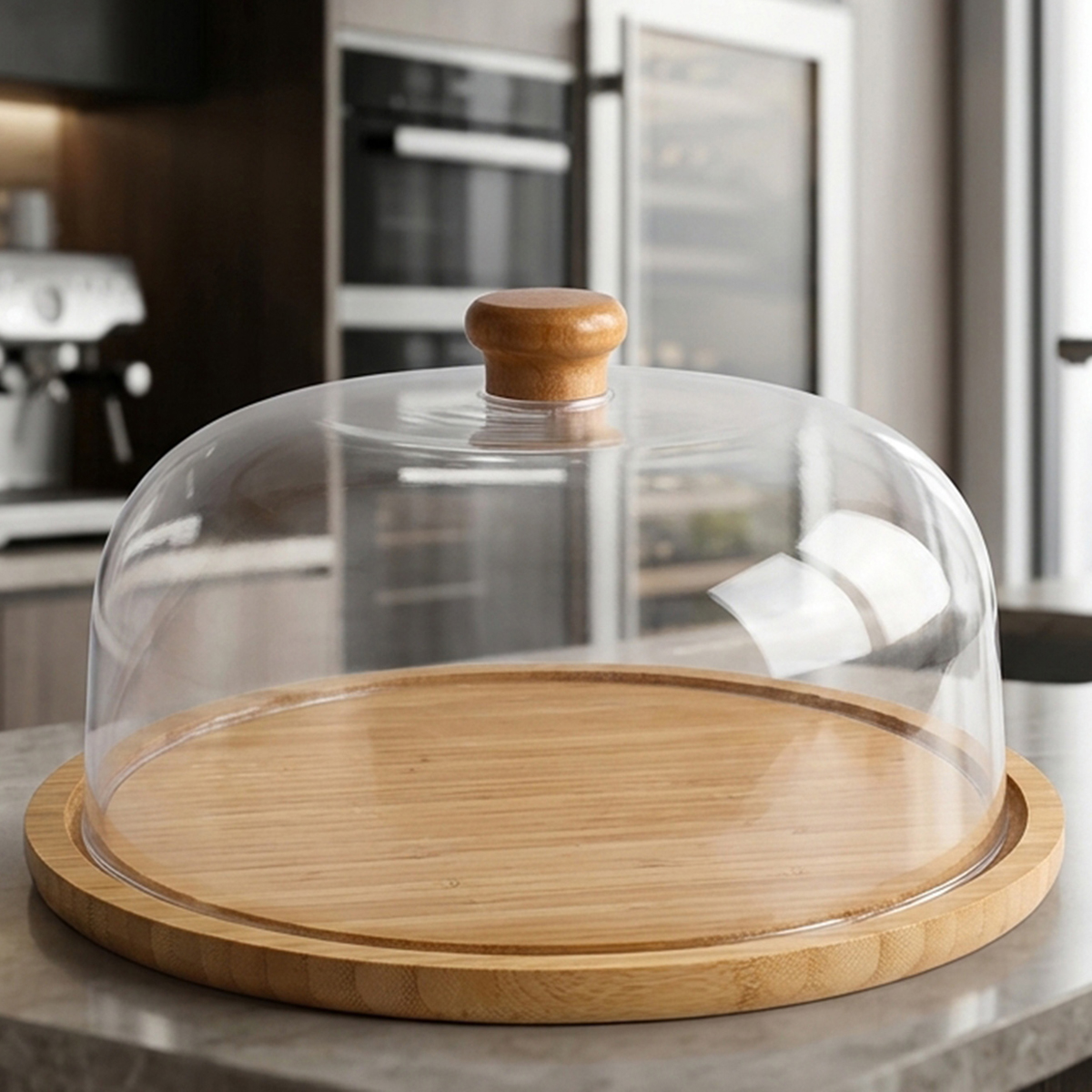 Cake Dome with a Wood Base 26x15cm
