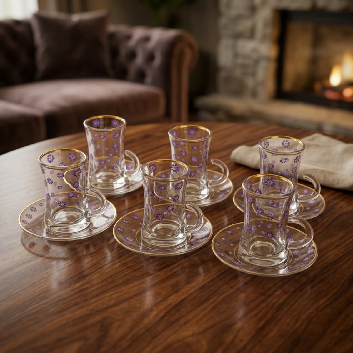 Istikan Glass And Saucer Set (6 Cup, 6 Saucer)