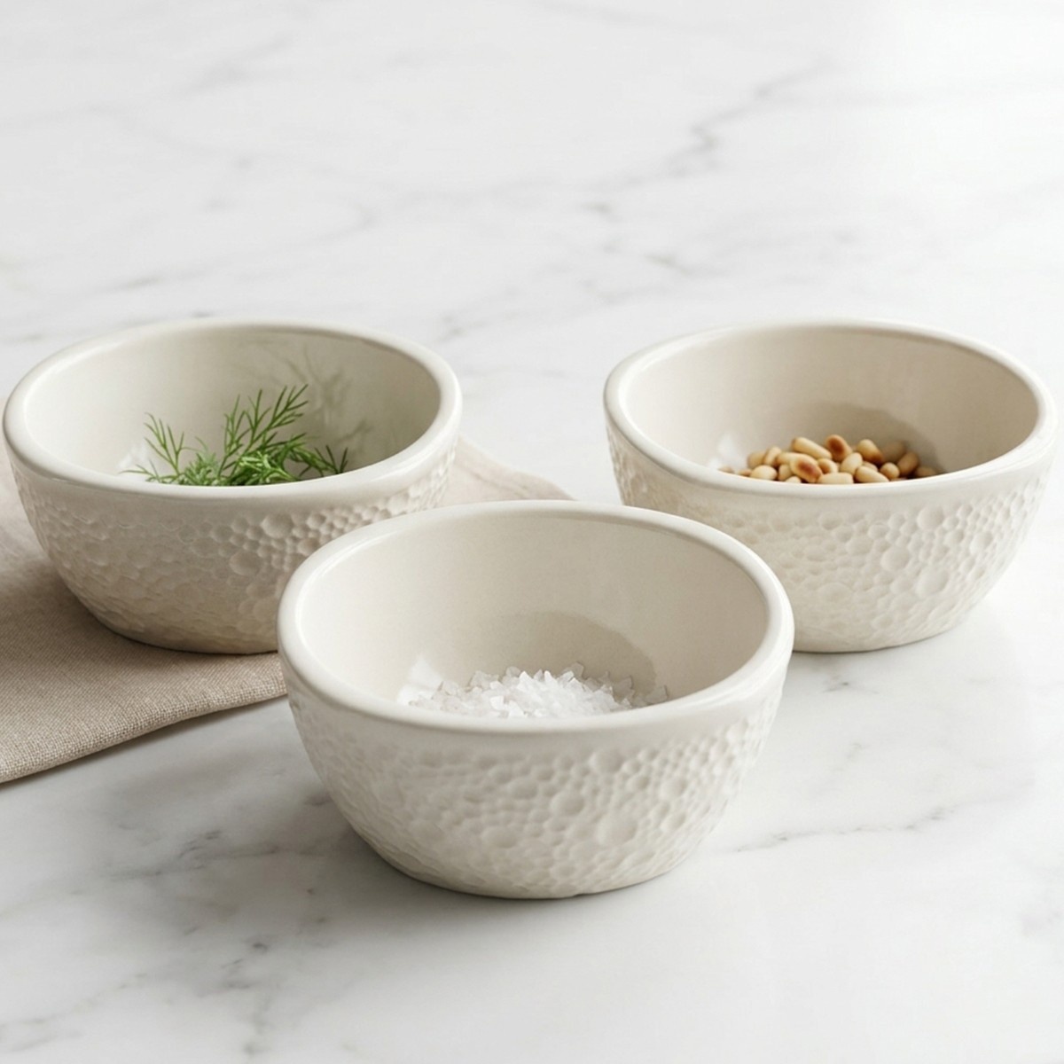 Textured Ceramic Bowls Set 3 Pieces