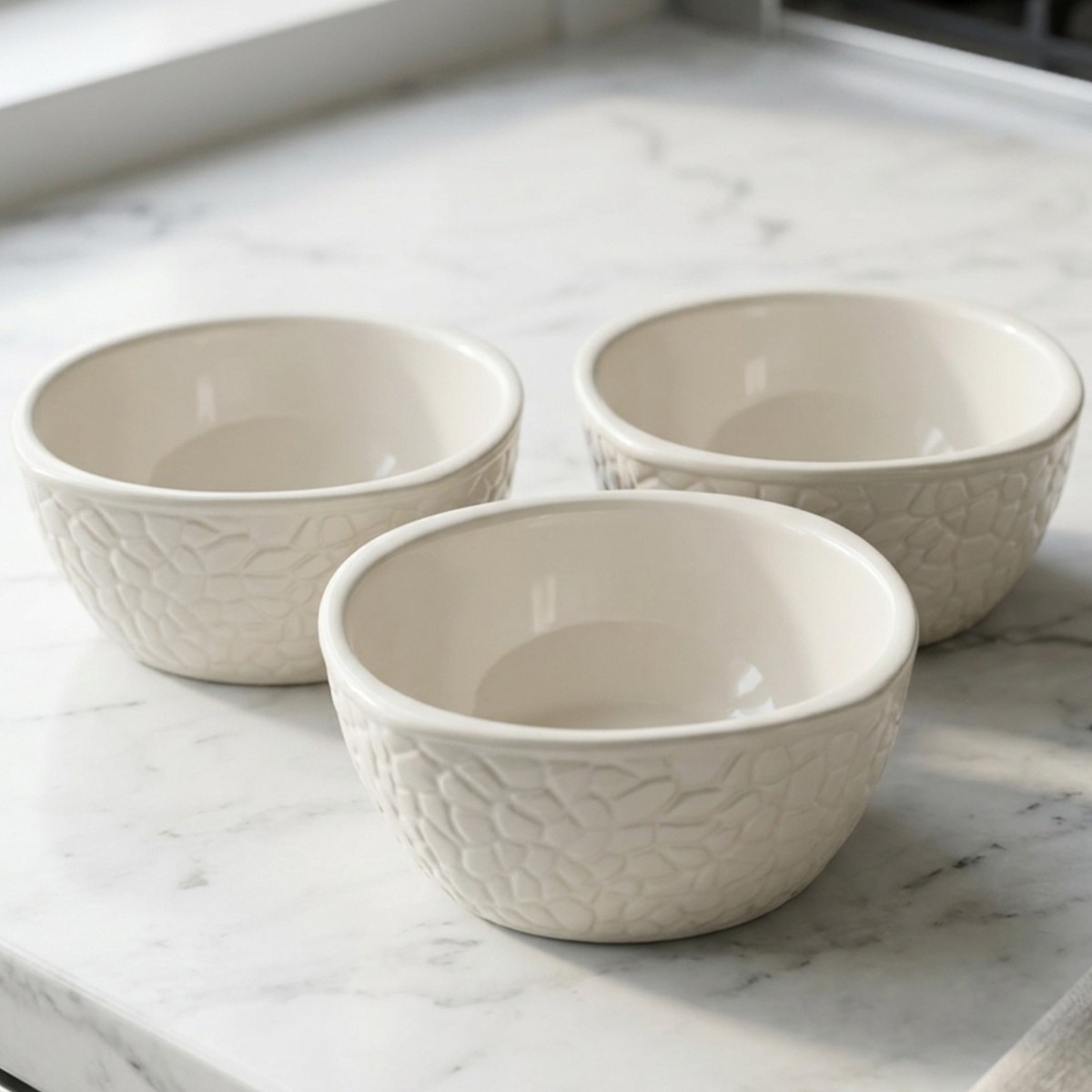 Ceramic Textured Bowls Set 3 Pieces