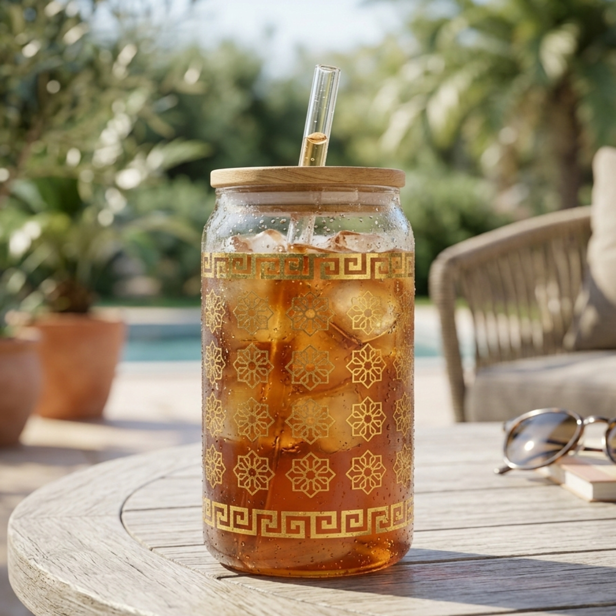 Glass Jar with Straw 500ml