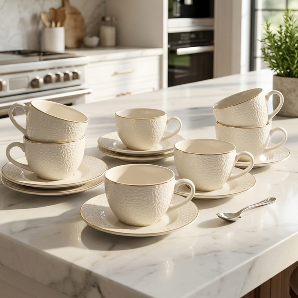 Porcelain Tea Cup and Saucer Set 12 Pieces
